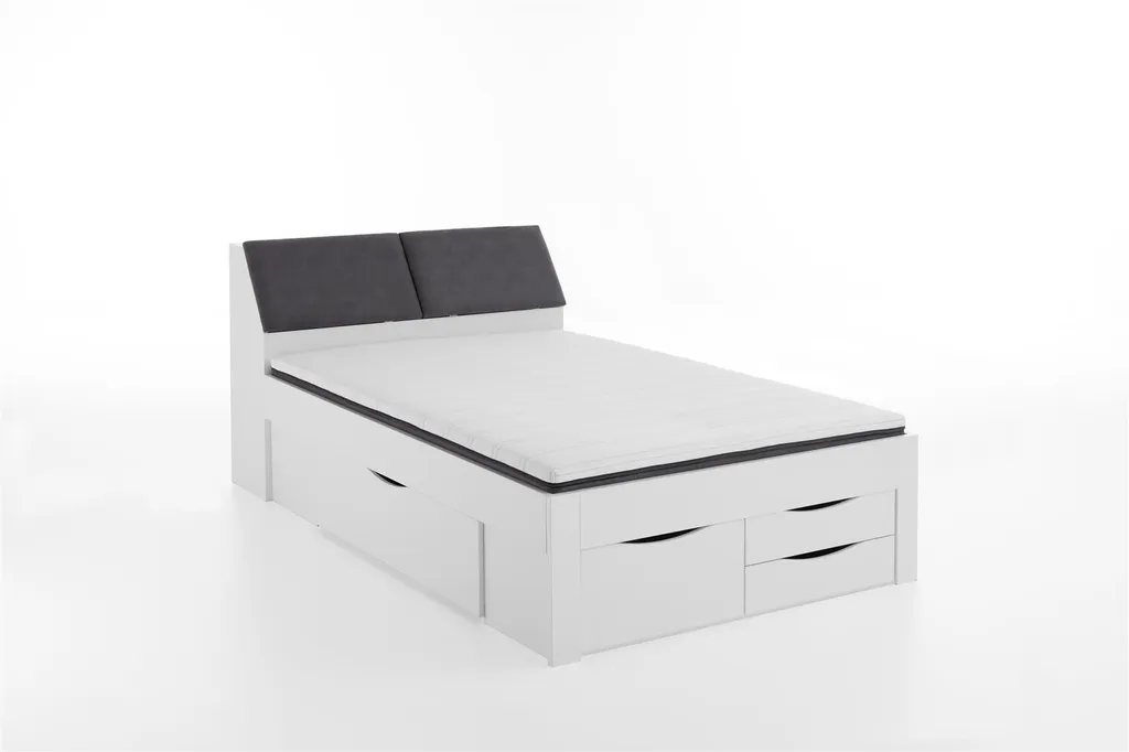 RELITA Funktionsbett Maxi 140 X 200 Cm, Mit Rolllattenrost Mit 4 Bettschubladen Und Stauraum-Polster-Kopfteil – Bild 8