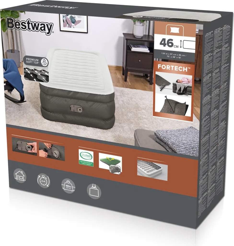 Bestway® Fortech™ Luftbett Mit Integrierter Elektropumpe Single XL/lMid 191 X 97 X 46 Cm – Bild 3