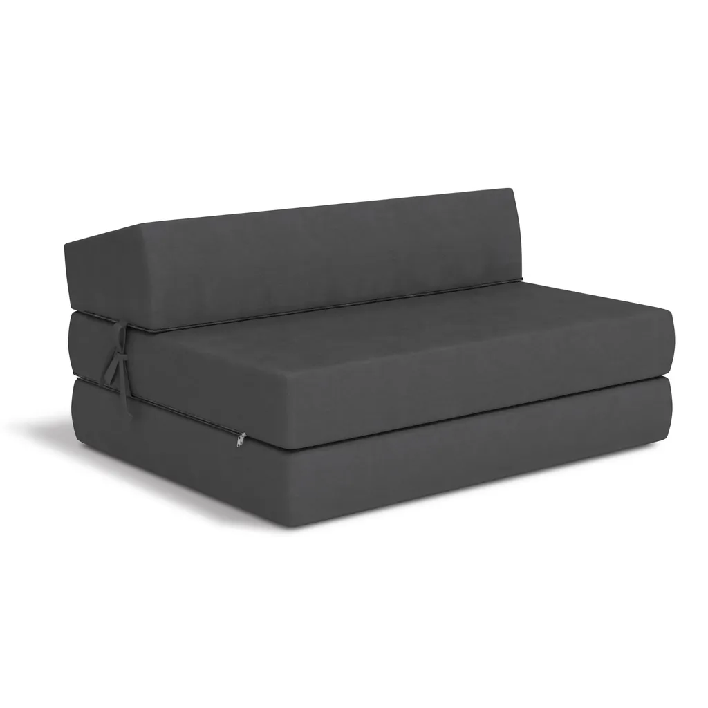 Klappmatratze 120x200 Cm Futonsofa Kaltschaum Polyurethan Höhe Ca. 14 Cm Microfibre Graphitgrau – Bild 2