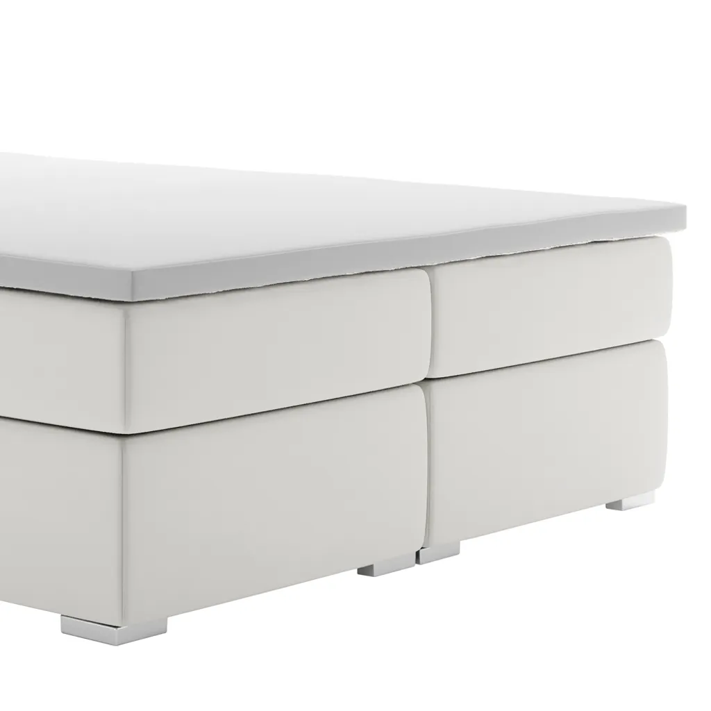 Selsey - Boxspringbett ALENNA, Doppelbett Mit 2 Bonellfederkernmatratzen, Topper, 2 Bettkästen Und Stoffbezug In Perlweiß, 180x200 Cm – Bild 6
