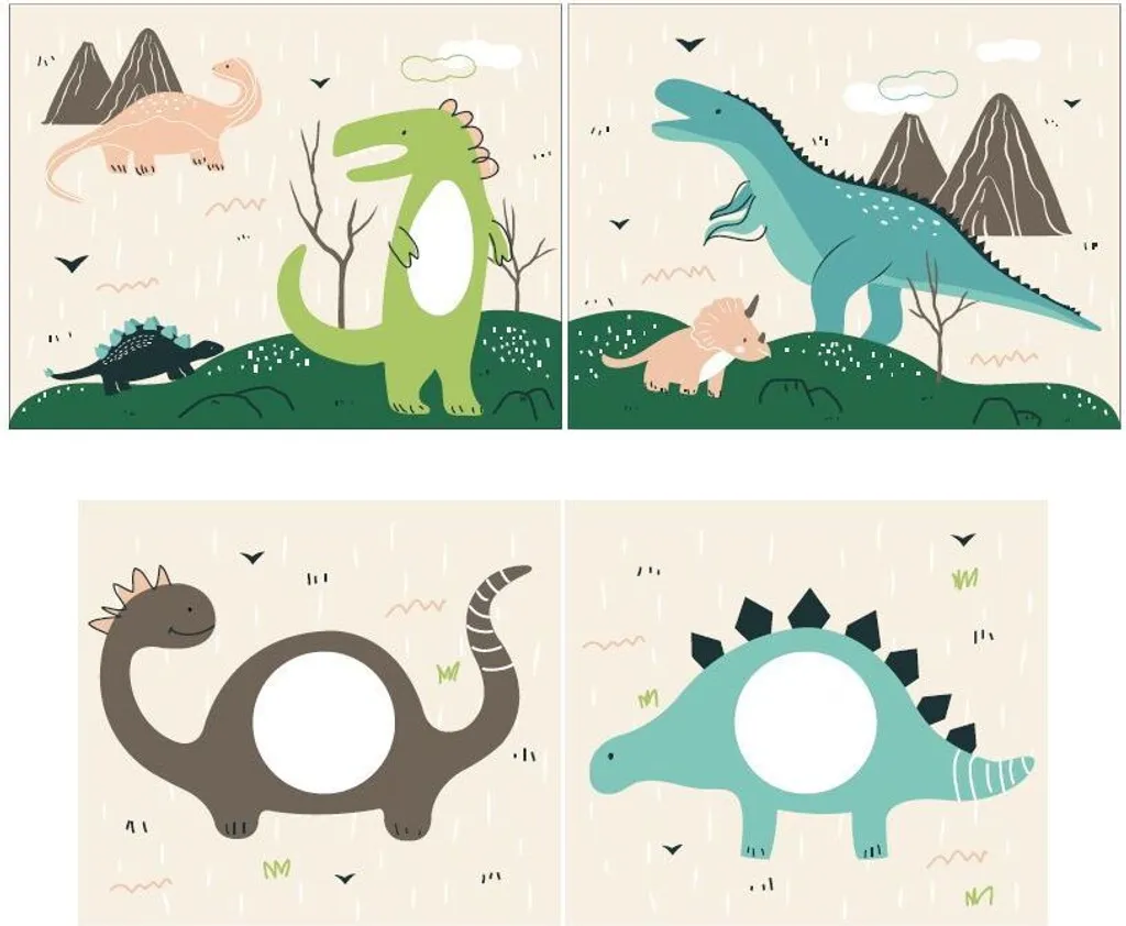 Vipack Halbhohes Bett PINO, Mit Textilset "Dino", Ausf. Kiefer Massiv Grau Lackiert – Bild 3