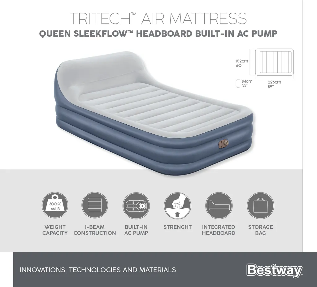 Bestway® TriTech™ Luftbett SleekFlow™ Mit Kopfteil & Luftpumpe Double XL/Hi 226 X 152 X 84 Cm – Bild 19