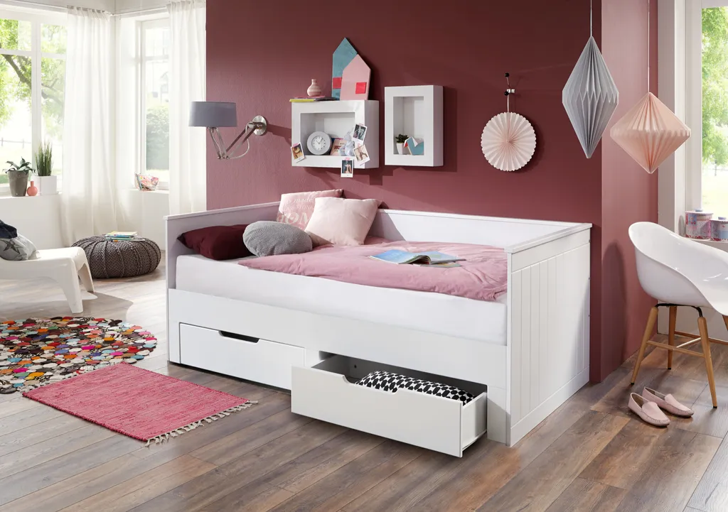 Funktionsbett CLARA 90x 200 Auf 180 X 200 Cm Liegefläche Ausziehbar U. 2 Schubladen – Bild 2