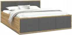 Bett Mit Lattenrost Jugendbett Doppelbett Eiche-grau 120 / 140 / 160 / 180 Cm, Matratze:ohne Matratze, Breite:120x200 Cm