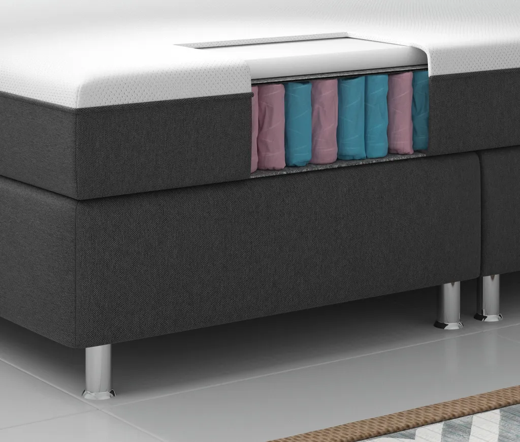Boxspringbett Rotterdam Plus Mit Integriertem Topper 180x200 Webstoff Anthrazit – Bild 6