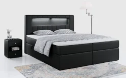 MKS MEBLE Boxspringbett - Polsterbett Mit LED Kopfteil - Multipocket-Matratze - Doppelbett Mit Bettkasten Stauraumbett - GOLD5