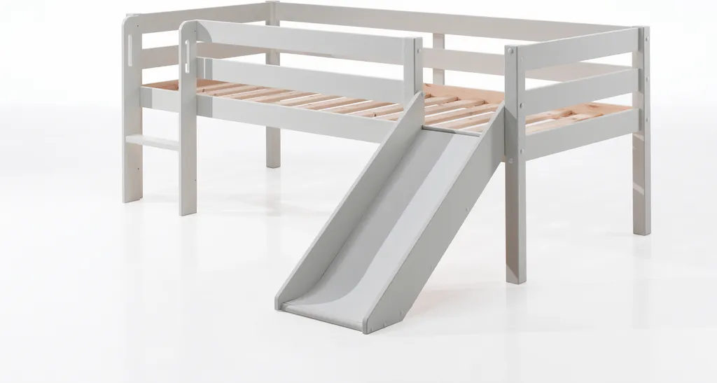 VIPACK Kojen-Spielbett Mit Liegefläche 90 X 200 Cm, Inkl. Leiter, Rutsche Und Rolllattenrost, Kiefer Massiv Weiß Lackiert – Bild 4