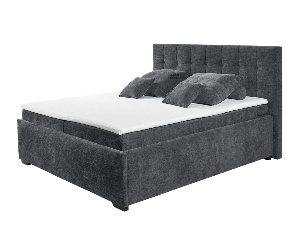 Boxbett 180 X 200 Cm Grau Stoffbezug Mit 6 Cm Topper - TRIO - Die Möbelfundgrube – Bild 4