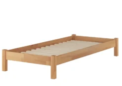 Einzelbett Jugendbett 100x200 Buche Natur Massivholzbett Futonbett Zubehör Wählbar V-60.84-10Rollrost Inkl.