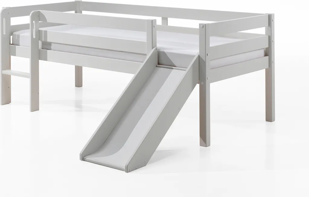 VIPACK Kojen-Spielbett Mit Liegefläche 90 X 200 Cm, Inkl. Leiter, Rutsche Und Rolllattenrost, Kiefer Massiv Weiß Lackiert – Bild 3